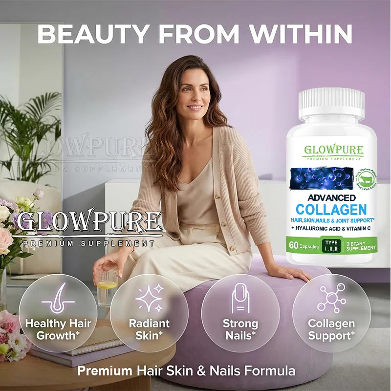 Multi Collagen Peptides Capsules  for Women Men Skin, Wrinkles