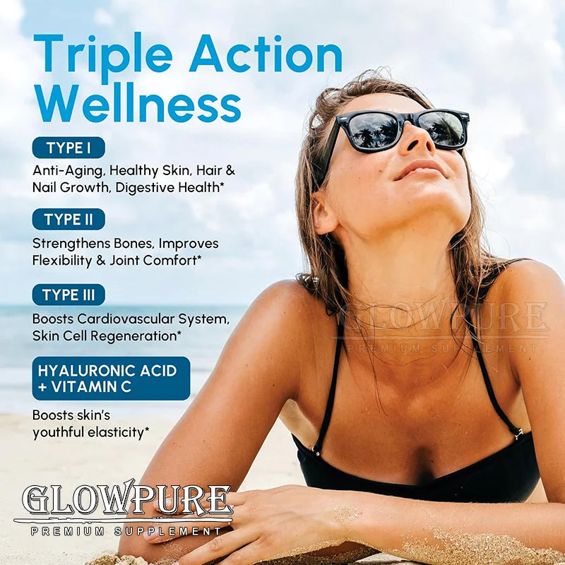 Multi Collagen Peptides Capsules  for Women Men Skin, Wrinkles
