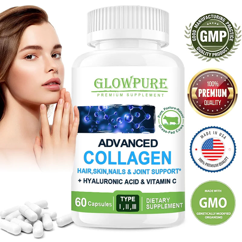 Multi Collagen Peptides Capsules  for Women Men Skin, Wrinkles