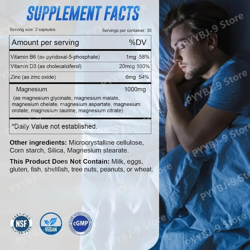 Magnesium 7 Complex Supplement with Glycinate Citrate Malate Chelate