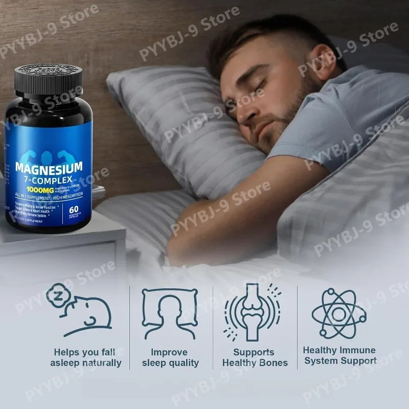 Magnesium 7 Complex Supplement with Glycinate Citrate Malate Chelate