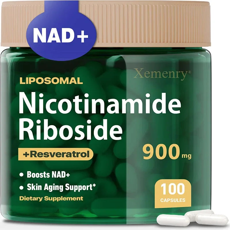 NAD+ Supplement Capsules - Liposomal Nicotinamide Riboside Capsules 900mg with Resveratrol & Quercetin - for Anti-Aging, Energy